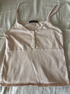 Brandy Melville Pale Pink Ribbed Button-Front Tank